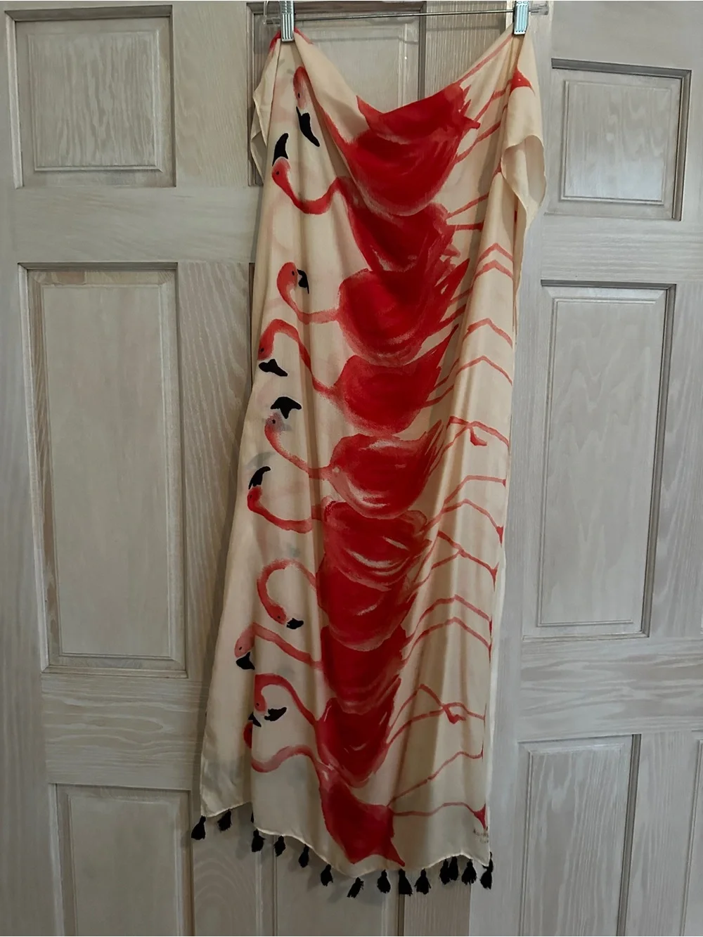 kate spade White and Coral Flamingo Print Scarf